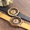 胡桃镂空真皮木制手表 (8) Handcrafted Men's Natural Wood Watch - Unique Quartz Wristwatch Gift for Him