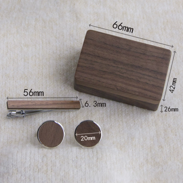Handcrafted Solid Walnut Wood Cufflink & Tie Clip Organizer Box - Mens Accessories Travel Case