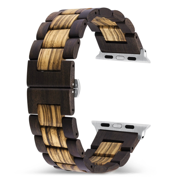 Handcrafted Solid Wood Band Compatible with Apple Watch Series 10 9 8 Ultra 2 1 SE - Quick Release Natural Wooden Strap (38mm-49mm)