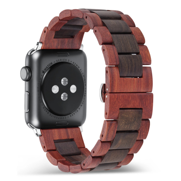 Handcrafted Solid Wood Band Compatible with Apple Watch Series 10 9 8 Ultra 2 1 SE - Quick Release Natural Wooden Strap (38mm-49mm)