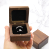Square Solid Walnut Wood Ring Box - Handcrafted Natural Wooden Engagement & Wedding Ring Case (Single & Dual Slot)