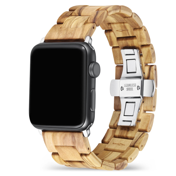 Handcrafted Solid Wood Band Compatible with Apple Watch Series 10 9 8 Ultra 2 1 SE - Quick Release Natural Wooden Strap (38mm-49mm)