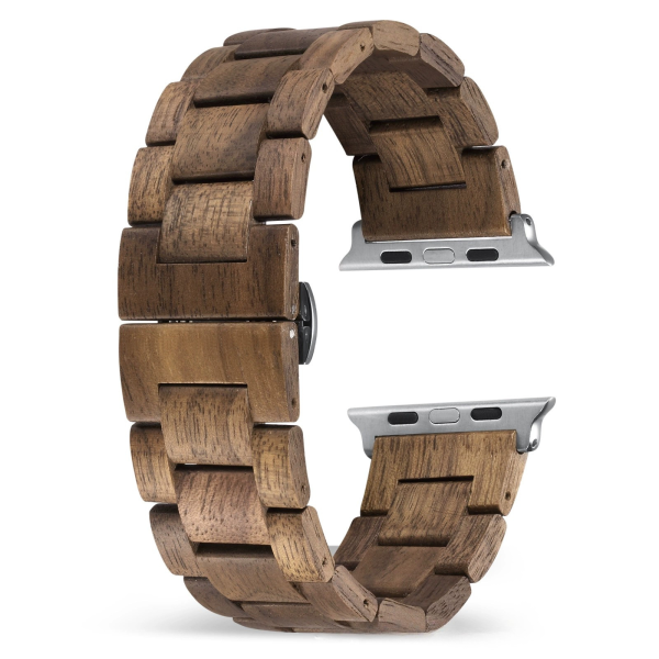 Handcrafted Solid Wood Band Compatible with Apple Watch Series 10 9 8 Ultra 2 1 SE - Quick Release Natural Wooden Strap (38mm-49mm)