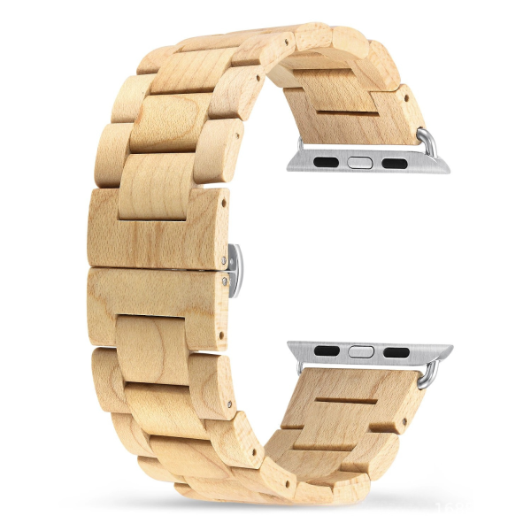 Handcrafted Solid Wood Band Compatible with Apple Watch Series 10 9 8 Ultra 2 1 SE - Quick Release Natural Wooden Strap (38mm-49mm)