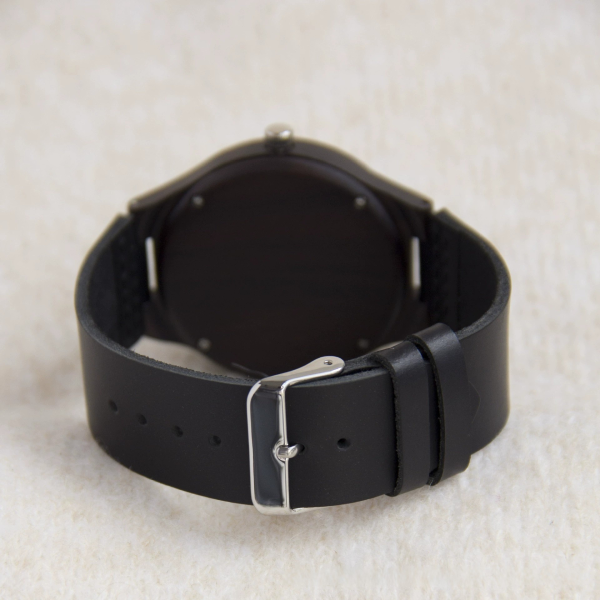 kh2DcJwB Handcrafted Natural Ebony Wood Watch for Men - Japanese MIYOTA Movement Wooden Watch with Black Genuine Leather Strap