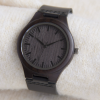 mruxTHin Handcrafted Natural Ebony Wood Watch for Men - Japanese MIYOTA Movement Wooden Watch with Black Genuine Leather Strap