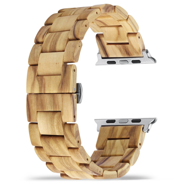 Handcrafted Solid Wood Band Compatible with Apple Watch Series 10 9 8 Ultra 2 1 SE - Quick Release Natural Wooden Strap (38mm-49mm)
