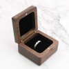 Square Solid Walnut Wood Ring Box - Handcrafted Natural Wooden Engagement & Wedding Ring Case (Single & Dual Slot)