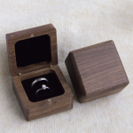 Square Solid Walnut Wood Ring Box - Handcrafted Natural Wooden Engagement & Wedding Ring Case (Single & Dual Slot)