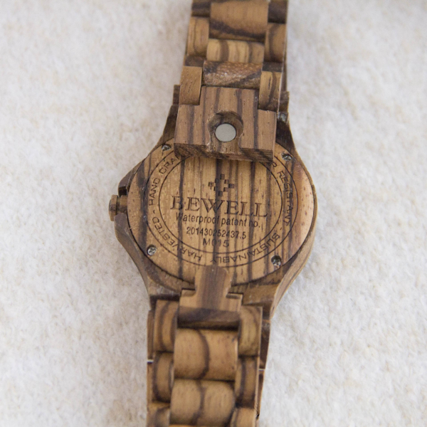 Men's Natural Zebrawood Wooden Watch with Minimalist Dial