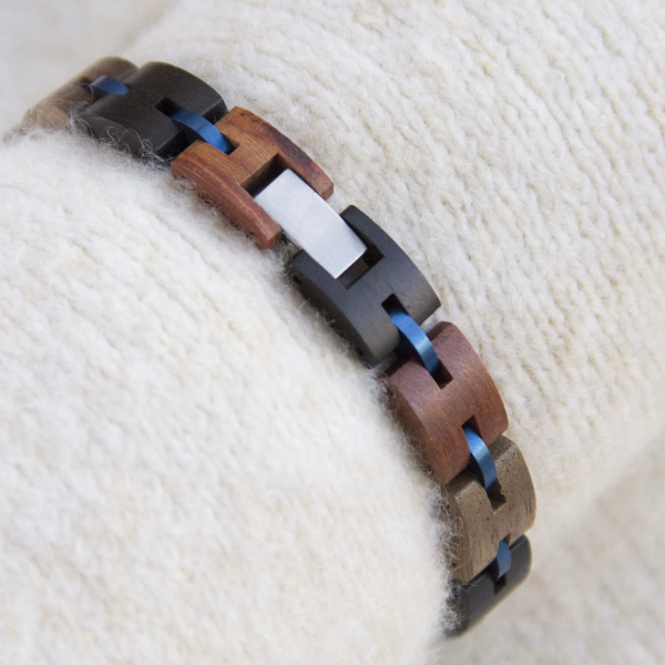 产品图2 Multi-Wood Beaded Stainless Steel Bracelet for Couples