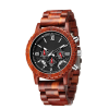 Men's Multifunction Natural Wooden Watch with Stainless Steel Accents