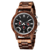 Men's Multifunction Natural Wooden Watch with Stainless Steel Accents