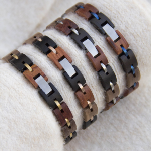 产品首图 Multi-Wood Beaded Stainless Steel Bracelet for Couples