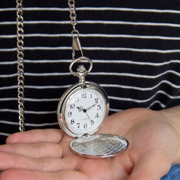 怀表4-1 Double-Open Skeleton Automatic Mechanical Pocket Watch with Chain