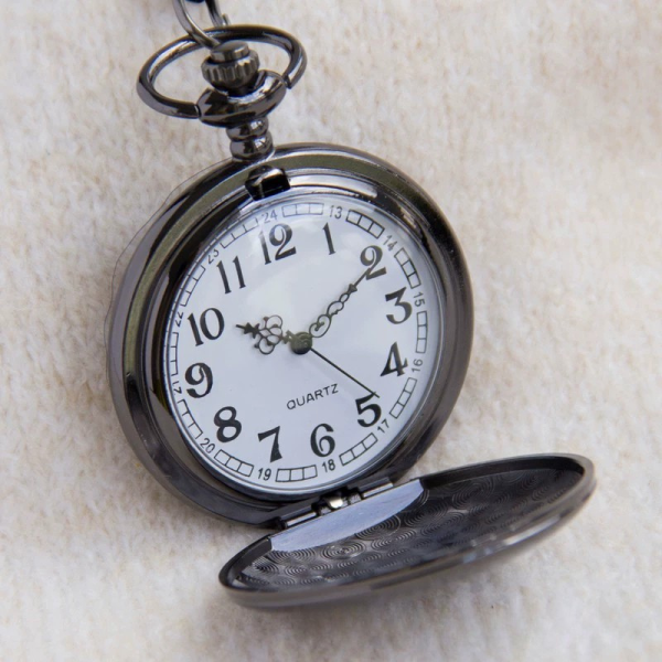 怀表4-2 Double-Open Skeleton Automatic Mechanical Pocket Watch with Chain