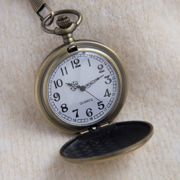 怀表4-4 Double-Open Skeleton Automatic Mechanical Pocket Watch with Chain