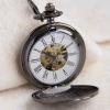 Distressed Vintage Skeleton Automatic Mechanical Pocket Watch with Chain