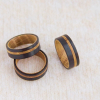 8mm Black Tungsten Ring with Authentic Whiskey Barrel Wood Inlay