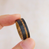 8mm Black Tungsten Ring with Authentic Whiskey Barrel Wood Inlay
