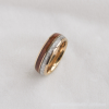 Domed Natural Wood Veneer Ring with Delicate Silver Wire Inlay (6mm & 8mm)