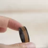 Men's 8mm Black Tungsten Carbide Ring with Authentic Whiskey Barrel Wood Inlay