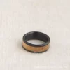 Men's 8mm Black Tungsten Carbide Ring with Authentic Whiskey Barrel Wood Inlay