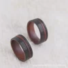戒指4 (4) Men's 8mm Black Tungsten Carbide Ring with Natural Hardwood Inlay