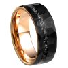 戒指6 (1) 8mm Black Hammered Tungsten Ring for Men - Sleek Textured Wedding Band