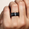 戒指6-3 8mm Black Hammered Tungsten Ring for Men - Sleek Textured Wedding Band
