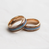 戒指8-1 8mm Rose Gold Ring with Opal & Acacia Wood Inlay