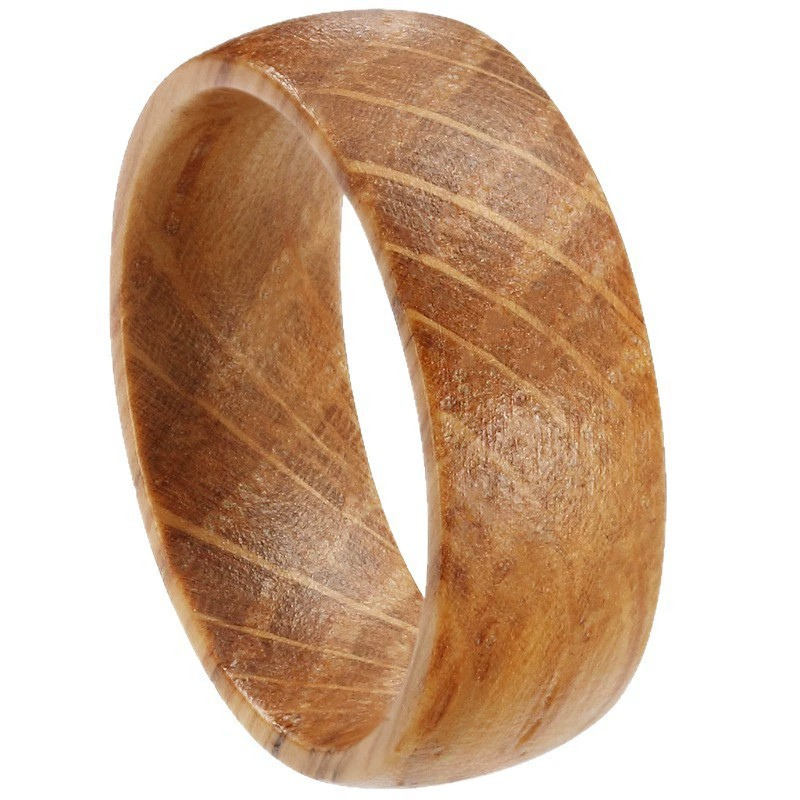 Handcrafted Solid Wood Ring - Olive Wood & Whiskey Barrel Unisex Band