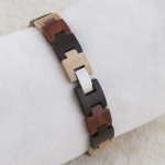 Handcrafted Multi-Wood Segmented Bracelet - Solid Ebony, Maple & Red Sandalwood