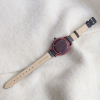 手表6 (2) Petite Mother-of-Pearl Solid Purpleheart Wood Women's Leather Watch