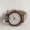 手表6 -2(1) Petite Mother-of-Pearl Solid Purpleheart Wood Women's Leather Watch