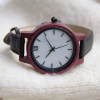 手表6 (4) Petite Mother-of-Pearl Solid Purpleheart Wood Women's Leather Watch