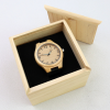 Handcrafted Square Solid Pine Wood Watch Box with Sliding Lid & Soft Pillow