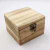 Handcrafted Square Paulownia Wood Watch Box with Vintage Brass Clasp & Pillow