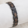Handcrafted Wood & Black Stainless Steel Bracelet - Walnut, Red Sandalwood & Zebrawood