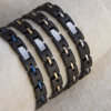 Handcrafted Black Ebony Wood & Vintage Steel Link Bracelet - Unisex Couples Style