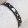 手链5-2 Handcrafted Black Ebony Wood & Vintage Steel Link Bracelet - Unisex Couples Style