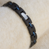 手链5-3 Handcrafted Black Ebony Wood & Vintage Steel Link Bracelet - Unisex Couples Style