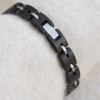 手链5-5 Handcrafted Black Ebony Wood & Vintage Steel Link Bracelet - Unisex Couples Style