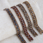 Handcrafted Solid Wood Segmented Bracelet - Green Sandalwood & Exotic Hardwoods