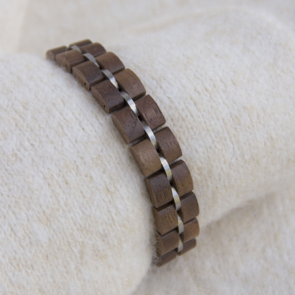 手链7-4 Handcrafted Solid Wood Segmented Bracelet - Green Sandalwood & Exotic Hardwoods