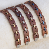 Handcrafted Red Sandalwood & Rose Gold Steel Link Bracelet - Unisex Couples Style