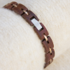 手链8-2 Handcrafted Red Sandalwood & Rose Gold Steel Link Bracelet - Unisex Couples Style