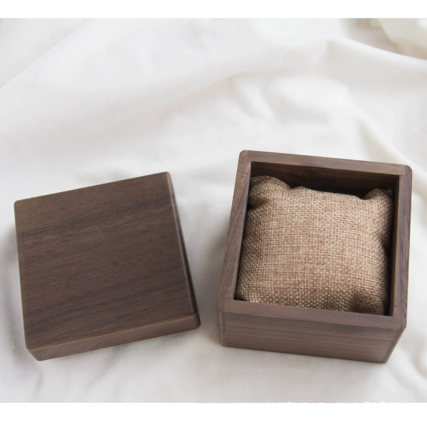 Handcrafted Single-Block Solid Walnut Wood Watch Box with Cushion - No Veneers