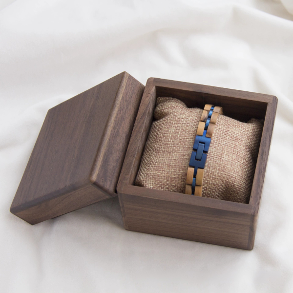 Handcrafted Single-Block Solid Walnut Wood Watch Box with Cushion - No Veneers