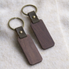 Handcrafted Thickened Solid Wood & Genuine Leather Keychain - Walnut, Zebrawood & Purpleheart